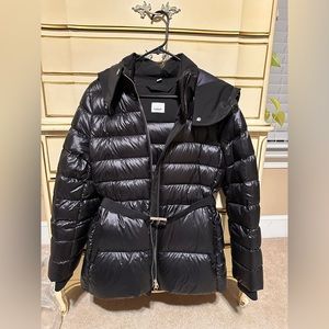 Burberry Contrast Hood Nylon Belted Puffer Jacket